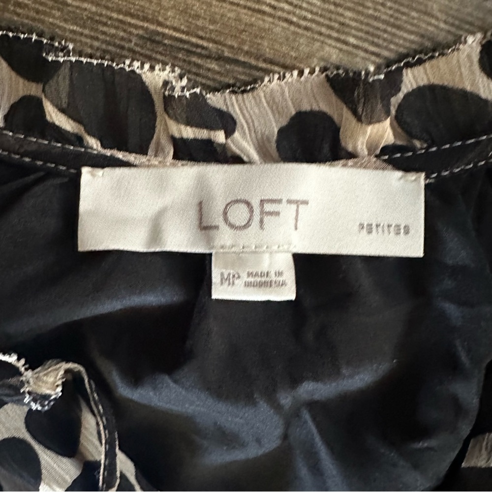 LOFT animal print Flowy dress size MP med petite long sleeve loose - Picture 7 of 8